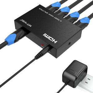 MT-VIKI HDMI���z�� 1����4�o�� 4K@30Hz�Ή��A4��ʓ����\���EHDCP&EDID�@�\���ځA1x4 HDMI1.4 �X�v���b�^�[�APS5/Xbox/DVD/HDTV�Ή��A�d���A�_�v�^�[�Ɠ��{��������t��