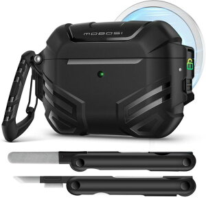 MOBOSI FOR AIRPODS PRO 3 �P�[�X���b�N�t���AAIRPOD PRO ��3����P�[�X�Ή� [MAGSAFE�Ή�]�A�R�p�K�i�ی�J�o�[�A�N���[�i�[�L�b�g&�L�[�`�F�[���t���A�j������(2025)�A�u���b�N