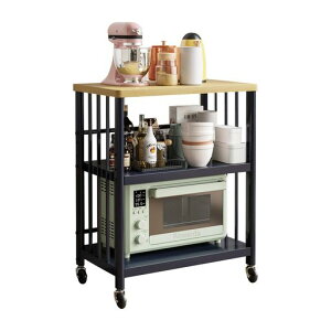 Roweidaキッチンラックレンジ台付き食器棚3段幅60cm奥行38cm電子レンジ炊飯器置き場収納ラックオープンシェルフコンパクト省スペースキッチンワゴン(3段扉なし)