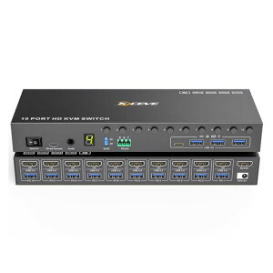 KCEVE HDMI KVM�ؑ֊� 10����1�o�� 4K@60HZ EDID�@�\ �L�[�{�[�h�A�}�E�X�A���j�^�[��10PC�ŋ��L KVM�Z���N�^�[ 10�|�[�g HDMI KVM �؂�ւ�