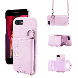 CASAFUNYiphonese3/se2ケース第2世代第3世代手帳型ショルダー調節可能なショルダーストラップ首掛け肩掛け斜めがけレディース化粧鏡カードケースアイフォンse3/se2携帯カバーiphone8