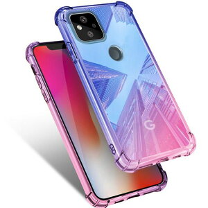 GooglePixel4A5Gケースクリア耐衝撃薄型グラデーション透明TPUバンパー薄型軽量取り出し易い全面保護カバー光学メッキ加工おしゃれ擦り傷防止指紋防止ストラップホール付きスリムブルー/…