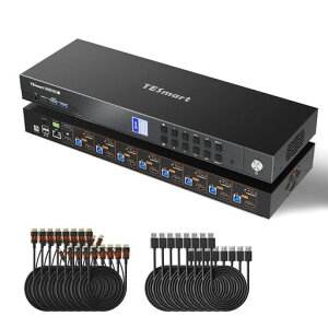 TESmart 8K@60Hz 8����2�o�� KVM�X�C�b�` DisplayPort+HDMI 2���j�^�[8PC�p USB3.0 �f���A�����j�^�[ KVM�ؑ֊� HDMI2.1+DP1.4 4K@120Hz/144Hz EDID�@�\