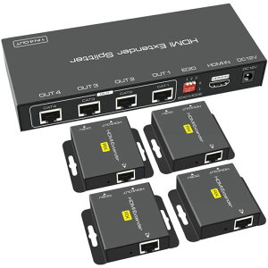 �yLAN50M����4��ʓ����zHDMI�G�N�X�e���_�[4���z�����o�͗L��LAN�X�v���b�^�[4�o�͉�����1080P@60HzPCPS5PS4�Ή�HDMISplitterExtender�P�d���o�͑�TV���j�^�[