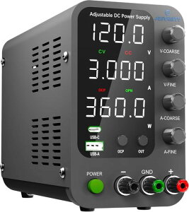Jesverty �������艻�d���V�^SPS-12003V(120V/3A) �A0-120V 0-3A�d���d���ρA�X�C�b�`���O�d���A20W USB Type-A &