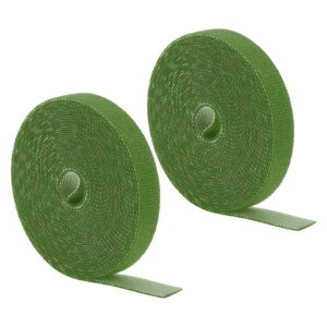 CAPASTECコードまとめる結束バンドフリーカットケーブルバンドケーブル結束バンドケーブル纏める配線まとめ結束テープ繰り返し使用可能2個全長5M草の緑幅12mm