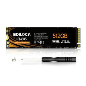 EDILOCA EN605 SSD 512GB PCIe Gen 3.0x4 NVMe1.3 M.2 2280 �����^SSD 3D TLC NAND�t���b�V������ �ő�ǂݍ���2150MB/s �m�[�g�p�\�R���ƃf�X�N�g�b�v�p�\�R�� �ɑΉ� 3�N�ۏ�