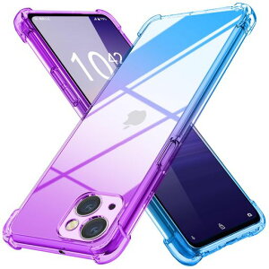 iPhone15用ケースクリア薄型グラデーション色ケース軽量tpu耐衝撃スマホケース透明米軍MIL規格取得おしゃれ黄変防止防塵一体型人気アイフォン15用携帯カバー紫/ブルーMDY-I-SXJB-09-02