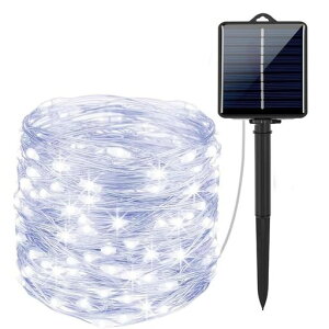 【2025新登場】ソーラーLEDストリングライトイルミネーションライト200LED電球22MIP65防水8点灯モード夜間自動点灯点灯20時間以上インジケーター搭載電源オフでも充電可能キャンプ用フェア…