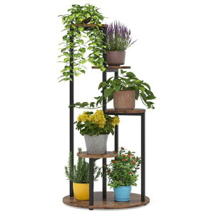 Tribesignsフラワースタンド5段花台室内植物ラック盆栽スタンド観葉植物棚木製幅50x奥行50x高さ103cm