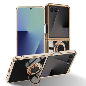LuFiYaSamsungGalaxyZFlip75G�p�P�[�X�����O�t���J�o�[TPU�f�ރX�^���h�@�M�����N�V�[Flip7�p�X�}�z�P�[�X�y�ʑϏՌ������C�菝�h�~�����h�~�ԍڃz���_�[360°��]Samsung