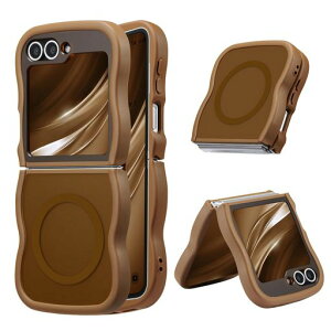 UEEBAI�Ή�SamsungGalaxyZFlip5/ZFlip65G�p�̃P�[�X����TPU�E�F�[�u�f�U�C���X�}�z�P�[�X�N���A�����l�C�������P�[�XMagSafe�Ή����^�y�ʑϏՌ��g�^�o���p�[