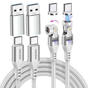 VAFOTON240W対応9pinマグネット充電ケーブル【1M+1.8M】540度回転1本2役5A超急速充電データ転送可USB-A変換アダプタ付きUSB-A/USB-CtoType-CPDケーブル