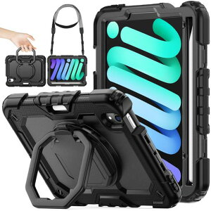 SEYMACstockiPadminiA17Pro/mini6��p�����O�n���h���ϏՌ��P�[�XiPadmini��7/6����8.3�C���`(2024/2021)��p�y�����[�V�����_�[�X�g���b�v�ی�t�B�����t���t���[��(�u���b�N)