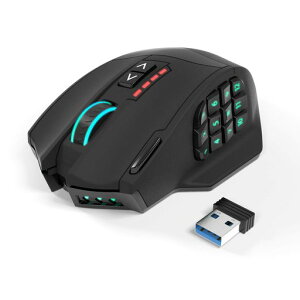 Gamspeed MMO �Q�[�~���O ���� �}�E�X���O�t���[ ���C�����X �Q�[�~���O �}�E�X�A16000DPI 1000Hz�|�[�����O���[�g2.4GHz 5�i�KDPI���� 16�̃v���O�����\�ȃ{�^���A�p�[��