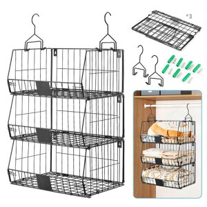 Fenghome吊り下げラック3個セットクローゼット収納折り畳み式2025新開発衣類ラック複数連結吊り棚コンパクトに折り畳める戸棚下ラック大容量吊り下げ棚収納ラックキッチン収納ラックキ…