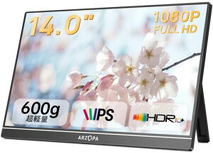 ARZOPA���o�C�����j�^�[14�C���`�y������600g/��̌^�X�^���h�z���y�ʔ��^���o�C���f�B�X�v���C�����IPS�p�l��FHD1080P�X�s�[�J�[����USBType-C/miniHDMIPC/Mac/Switch�Ή�A1S