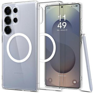 SpigenGalaxyS25Ultra�P�[�X�N���AMagfit�Ή��ϏՌ����^�y�ʃX�g���b�v�z�[�����ϖh�~�ČRMIL�K�i�����G�A�X�L���E�n�C�u���b�h�E�}�O�t�B�b�gACS08971(�N���A�E�z���C�g)