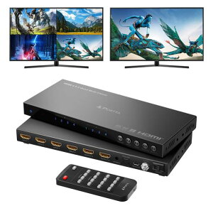 PORTTA 4K HDMI �}���`�r���[���[�X�C�b�` 4x2 PIP�t�� PIP�t�� 4�C��2�o�� Toslink�t�� 3.5mm�I�[�f�B�I�o�� 4K 30Hz�Ή� 6�̕\�����[�h PS4/PC/DVD�p�_�E���X�P�[���[