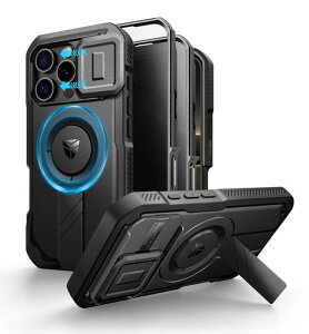 Dexnor iPhone 16 Pro�Ή� �X���C�h���J�����J�o�[&�����\�L�b�N�X�^���h&�̂������h�~�t�B�����t�� MagSafe�Ή� �ϏՌ��o���p�[�P�[�X&���C�ی�J�o�[ �u���b�N(�u���b�N)