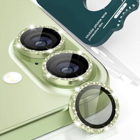 imluckiesグリッターカメラフイルムiPhone17用6.3”[AR+AF]HDクリア強化ガラスレンズカバー9H硬度傷防止個別いphone17用メタルリングケース簡単装着ブリンググリーン