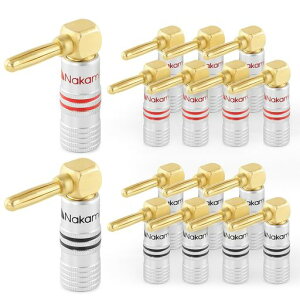 Nakamichi Excel �V���[�Y 24K �����b�L Banana Plugs �o�i�i �v���O 12 AWG - 18 AWG �Q�[�W �T�C�Y 4 mm �X�s�[�J�[ �A���v Hi-Fi AV �X�e���I �z�[���V�A�^�[ �I�[�f�B�I ���C���[ �P�[�u��