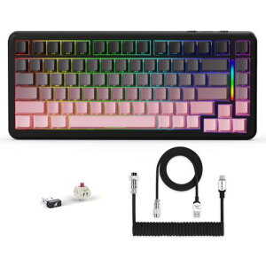 ATTACK SHARK M86 82�L�[���C�A�E�g �K�X�P�b�g�}�E���g ���J�j�J���L�[�{�[�h ���C�����X 1.2mm��w�����V���O���L�[�X���b�gPCB�{�[�h 5�w�p�b�hHIFI�� 5�ʏ��،^PBT�L�[�L���b�v (���)