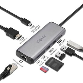 VIGOOLE USB C ハブ 8-IN-1 LAN ハブ USB TYPE C ドッキングハブ USB3.0X2 高速データ伝送/100W PD 急速充電/4K HDMI出力/ SD/MICRO SD/TF カードリーダー/LAN