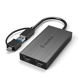 WAVLINK USB-C デュアル HDMI 変換アダプタ USB C ハブ 2-IN-1 出力4K@30HZ 2K@60HZ 5GBPS高速転送 USB TYPE-A接続 WINDOWS 7/8/8.1/10/11、