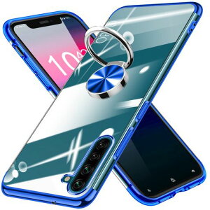 OPPOReno3Aケースクリアリング付き耐衝撃TPUバンパーメッキ加工Reno3a専用保護カバー透明軽量薄型指紋防止車載ホルダーオッポリノ3aカバー青MD-DDZH-05-03