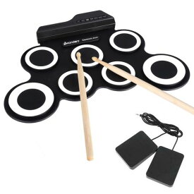 PIENSE 電子ドラム ドラムパッド ドラムセット 電子楽器 練習用 大人 子供 おもちゃ (ブラック)