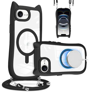BOOERUL iPhone 16e/iPhone17e �P�[�X MagSafe�Ή� �L�� TPU �X�g���b�v���t�� �V�����_�[ ���|�� ��|�� �R�t�� �΂߂��� �X�g���b�v���E�� ��phone 16E/17E SE4 �X�}�z�P�[�X �؍� �������