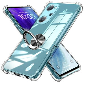 OPPOReno7Aケースリング付きクリアTPU透明耐衝撃柔らかい手触り四隅エアクッションカバー頑丈車載ホルダー対応スタンド機能防塵薄型軽量落下防止一体型変形防止ソニーOPPOReno7Aカバー透明