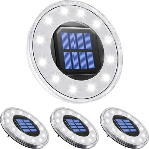 NFESOLARソーラーライト屋外IP68防水埋め込み式ガーデンライトソーラー自動点灯光センサー太陽光パネル充電高輝度LED庭/玄関先/芝生/車場/歩道設置簡単防災対策防犯ライト置き型(4個セット…