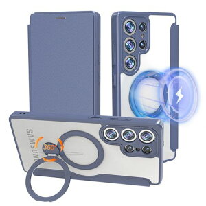 �y�N���A�d�l�̎蒠�^�E360°��]�X�^���h�zsmhokesuGalaxyS25Ultra�p�P�[�X�J�[�h���[MagSafe�Ή������O�t���c�����Ή��N���A�d�l�������p�����蒠�^���U�[�f�ތy�����^�ϏՌ��M�����N�V�[S25