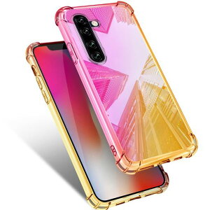 OPPOReno3Aケースクリア耐衝撃薄型グラデーション透明TPUバンパー薄型軽量取り出し易い全面保護カバー光学メッキ加工おしゃれ擦り傷防止指紋防止ストラップホール付きスリムピンク/ゴー…