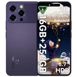 [SIM�t���[�X�}�z�{��Android15]OUKITELP1Pro6.7�C���`FHD+�𑜓x120HzAMOLED50MPAI���C���J����SIM�t���[�X�}�[�g�t�H��16GB+256GB/2TB�g��5150mAh