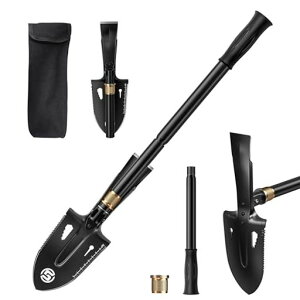 SUNPOW折りたたみ式ガーデニングスコップ園芸用ステンレス製軽量頑丈多機能移植ごてハンドスコップキャンプ防災家庭菜園ミニショベルシャベル根切り土すくい溝掃除側溝泥すくいアルミ…