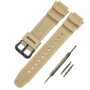 カシオ用G-SHOCKAQ-S810W/S800WSGW-300H/400HW-216H/W-735H用バンド交換バンドベルトシリコン製ストラップ交換用ベルトスポーツ耐衝撃防汗(Beige/BlackBuckle)
