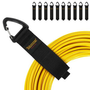 延長コードオーガナイザーとハンガーマジック式(10本)ブラックナイロン、ポリプロピレンTrilancerバンド収納ストラップ壁掛け用の三角形のバックル付きケーブル、ワイヤー、ロープ、ホ…