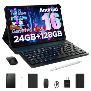 【Android16タブレット12インチ初登場】DOOGEEU12セット版android16タブレット12インチWi-FモデルGeminiAI8コアUnisocT725524GB+128GB+2TB拡張9000mAh