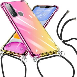 OPPOReno5Aケースグラデーション色肩掛け斜めかけクリアTPU耐衝撃オッポリノ5aカバーストラップ付き透明お洒落ショルダース一体型落下防止防塵変形防止全面保護ワイヤレス充電OPPOカバー