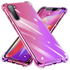 OPPOReno3AケースクリアTPUグラデーション色耐衝撃オッポリノレノ3Aカバー透明一体型落下防止防塵変形防止オッポカバーピンク/紫W-CSZH-017-02