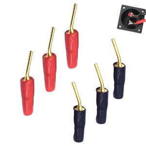 TVETEバナナ端子スピーカー端子ピン端子オーディオ【6個入り】2mmピン型オーディオピンプラグねじ込み式無はんだ端子曲面純銅ターミナル金メッキ