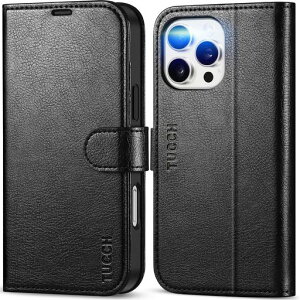 TUCCH iphone 16 Pro Max �Ή� �P�[�X �蒠�^ iphone16 �v���}�b�N�X �蒠�P�[�X �J�[�h�|�P�b�g�t�� [RFID�u���b�L���O] �S�ʕی� �X�^���h�@�\ �_�炩��TPU�f�� PU���� �}�O�l�b�g