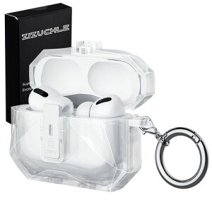 ZIZUCHLEForAirPodsPro3ケース(2025)クリアエアーポッズプロ3カバーairpodspro第3世代ケース磁気ロック設計厚さ4.5mm全面保護カバー落下防止耐衝撃防塵防水カラビナ付き