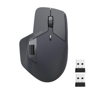 RAPOO MT760 �}���`�f�o�C�X ���C�����X �}�E�X ���� Bluetooth 5.0/2.4GHz 3���[�h�ڑ� 4��̃f�o�C�X�ɓ����ڑ� M+�N���X�e�N�m���W�[ 11�̃v���O�����\�ȃ{�^�� 90���Ԃ̃o�b�e���[���� �u�c