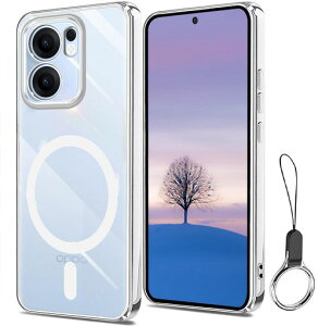 ForOPPOReno13A用ケース全透明のデザインMagsafe対応マグネット搭載ワイアレス充電マット感ケース米軍MIL規格取得ハイブリットTPUバンパーPCマイクロドット加工耐衝撃黄ばみなし指紋防止擦り…