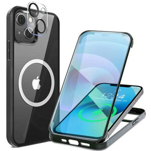HAUTRKBGiPhone13Mini�p�P�[�X�N���A���ʋ����K���X360°�S�ʕی�[MagSafe�Ή�][�J�����t�C������][�s�q�^�b�`]�}�O�Z�[�t���C�����X�[�d�Ή��ČRMIL�K�i�擾�ϏՌ��A�C�t�H��13