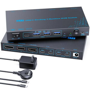 KCEVE �g���v�����j�^�[ USB-C USB3.0 KVM�X�C�b�` 2����3�o�� �m�[�gPC�p 4K@60Hz KVM�ؑ֊� Type-C 100W PD�[�d�Ή��A�p�\�R���ؑ֊� 2��̃m�[�gPC��3��̃��j�^�[��1�g�̃L�[�{�[�h �}�E�X�����L